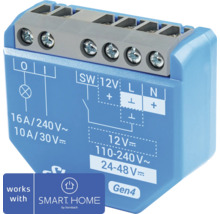 Blauwe Smart Home inbouwschakelaar met schroefklemmen