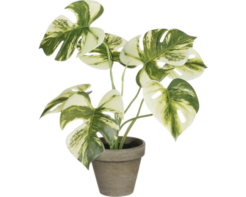 MICA Kunstplant Monstera groen in pot grijs H 30 cm Monstera kamerplant in een pot