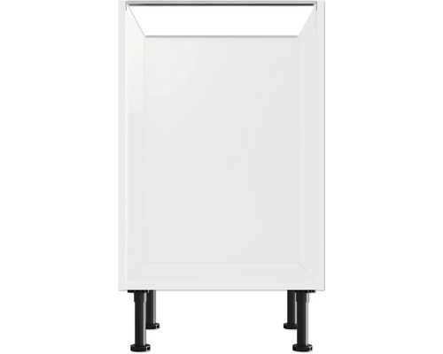 Witte keukenkast met zwarte poten.