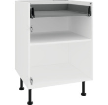 Witte onderkast met twee planken en zwarte poten.