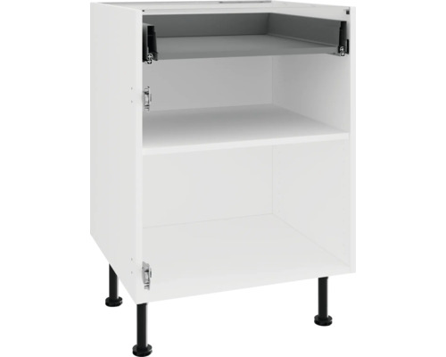 Witte onderkast met twee planken en zwarte poten.