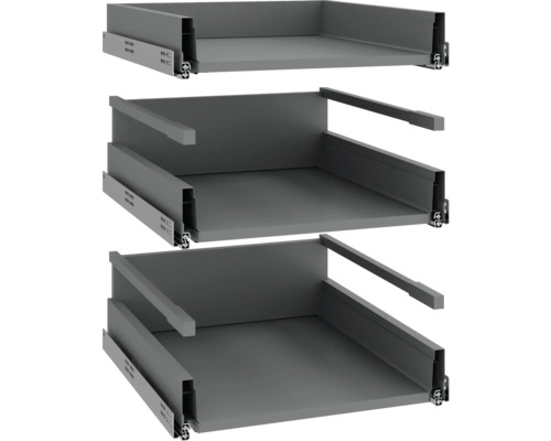 Drie ladegeleiders voor meubels in een stapel