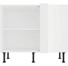 Witte keukenkast met plank en zwarte poten