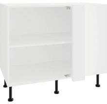 Witte onderkast met open deur en legplanken