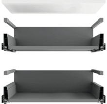 Twee grijze lades met uittrekbare rails voor meubels