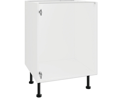 Witte keukenonderkast met zwarte poten.