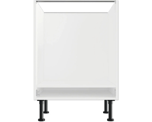 Witte onderkast met zwarte poten voor badkamer of keuken