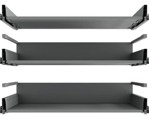 Drie grijze lade-elementen voor meubels