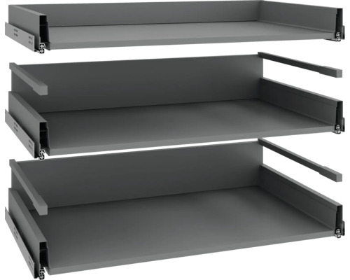 Drie lades met geleiderails voor meubels