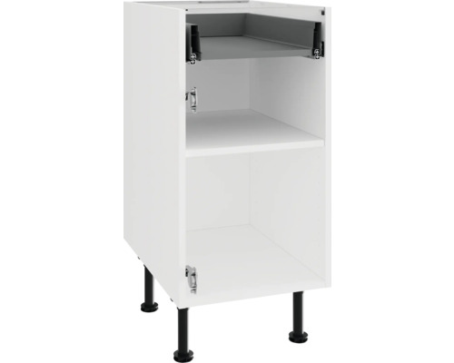 Witte onderkast met legplanken en zwarte poten