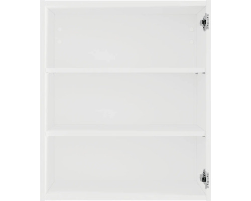 Binnenkant van een witte hangkast met twee legplanken