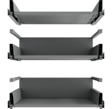 Drie metalen lade-elementen voor opslag