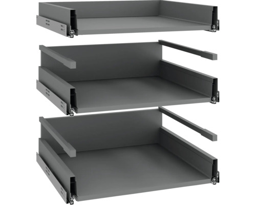 Drie lade-elementen voor kasten met verschillende hoogtes