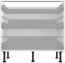 Witte keukenkast met zwarte sokkel