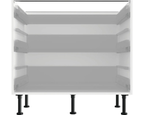 Witte keukenkast met zwarte sokkel