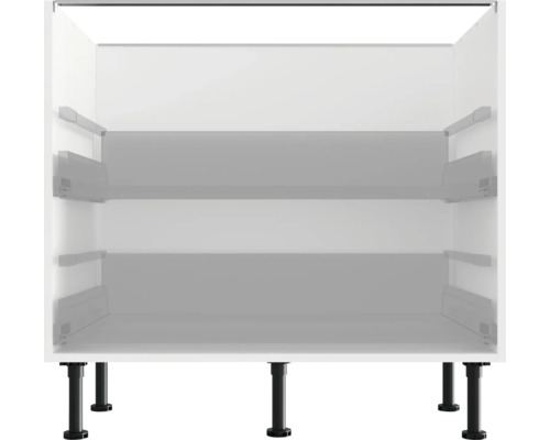 Witte keukenkast met verstelbare poten.