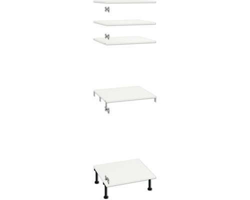 Drie witte wastafels voor de badkamer met verschillende bevestigingsmethoden.