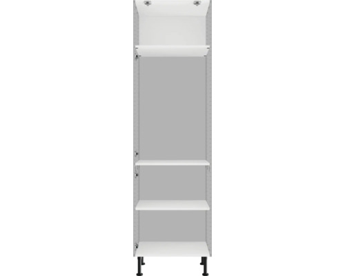 Witte hangkast met planken en zwarte poten voor wandmontage