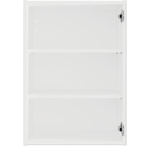 Binnenaanzicht van een witte badkamerkast met twee legplanken