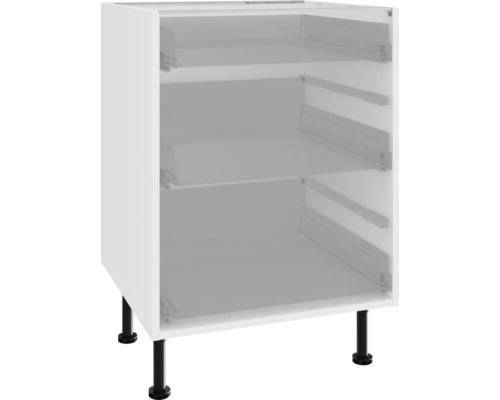 Keukenonderkast met drie vakken en zwarte poten