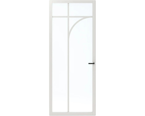 PERTURA Binnendeur 6020 opdek rechts wit afgelakt 231,5x88 cm Witte binnendeur met glazen inzet en zwarte deurklink