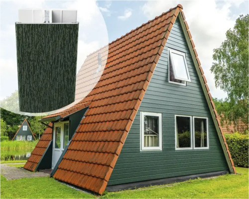 ESCADE Afwerkprofiel koppel aluminium/pvc RAL6009 donkergroen, 17-50mm 3000mm Vakantiehuis met gevelbekleding en ramen