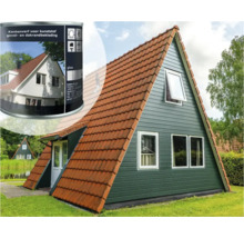 Verf voor kunststof gevels en dakrandbekleding naast aanzicht huis