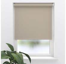 Beige rolgordijn op raam met bedieningsketting
