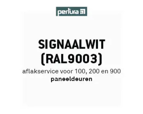 Perlura Logo, Signaalwit RAL 9003 lakservice voor paneeldeuren