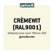 Perlura Logo. Crèmewit RAL 9001 lakservice voor 100 en 200 glazen deuren