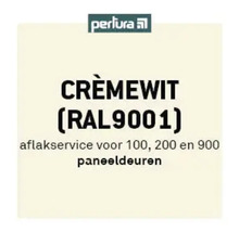 Perlura Logo. Kleur Crèmewit RAL 9001 voor paneeldeuren