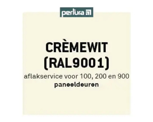 Perlura Logo. Kleur Crèmewit RAL 9001 voor paneeldeuren