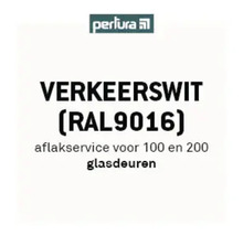 Perlura Logo. Aflackservice voor glazen deuren in verkeerswit RAL 9016