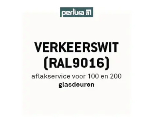 Perlura Logo. Aflackservice voor glazen deuren in verkeerswit RAL 9016
