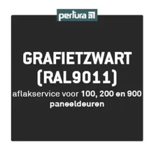 Perlura Logo. Grafietzwart RAL 9011 lakservice voor paneeldeuren