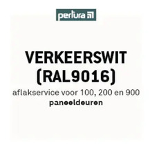 Perlura logo, verkeerswit RAL 9016 lakservice voor paneeldeuren