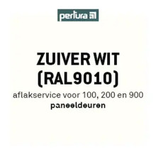 Perlura logo. Lakservice voor paneeldeuren in zuiver wit RAL 9010.