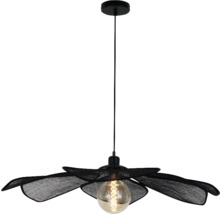 Zwarte hanglamp met bloemblaadjes en gloeilamp