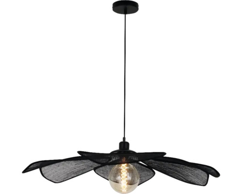 CHERICONI Hanglamp Corvo zwart Ø 80 cm Zwarte hanglamp met bloemblaadjes en gloeilamp