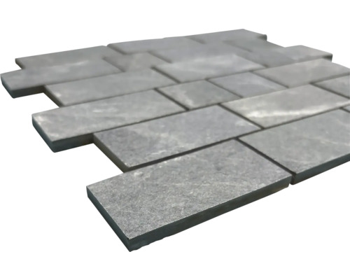 Mozaïekmat van natuursteen met rechthoekige stenen