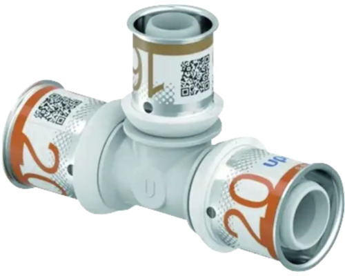 UPONOR S-Press PLUS T-stuk verlopend PPSU, 20 x 16 x 20 mm pers T-stuk verbinder voor sanitairinstallaties