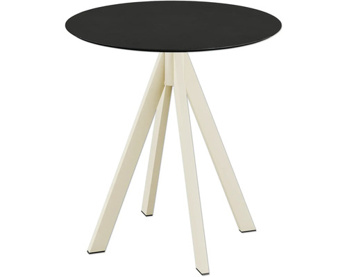 BEST Terrastafel zwart/beige Ø 70 cm Ronde tafel met tafelblad en driepootframe