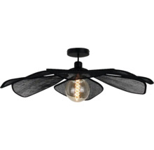Plafondlamp met zwarte bloemvormige lampenkap