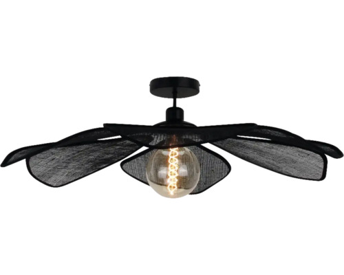 Plafondlamp met zwarte bloemvormige lampenkap