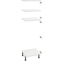 Witte plank met zwarte poten en montagebeugel voor wandmontage