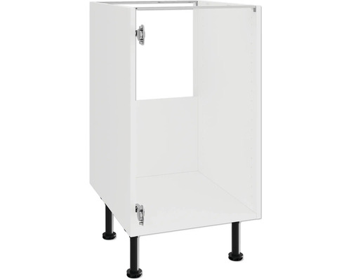 Keukenkast met zwarte poten en scharnieren