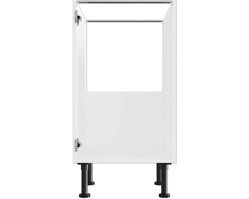 Keukenkast met open deur en verstelbare poten