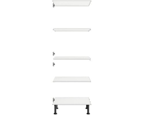 Rek systeem met meerdere planken en zwarte poten