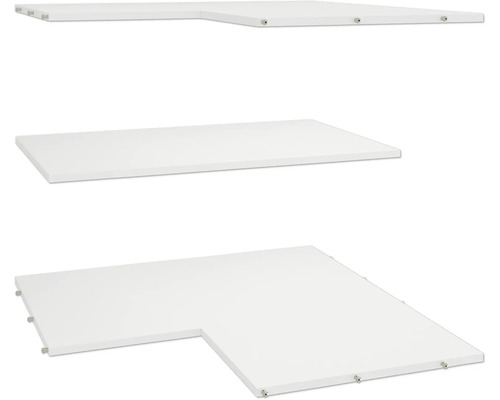 Drie witte legplanken in verschillende vormen