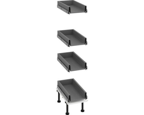 Meerdere aanzichten van een lade-element voor de keukenconstructie